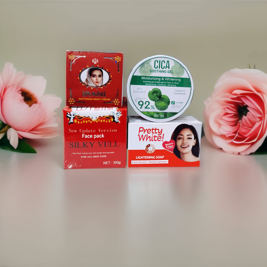 Irani Night Cream + Silky Vell Facepack + Pretty White Soap Combo with GIFT!