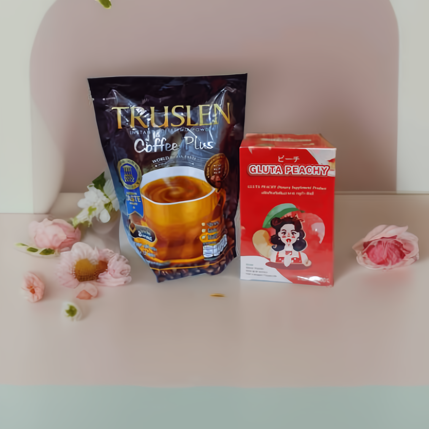 Truslen Coffee Plus Slimming Coffee + Beauties Bar Gluta Peachy Whitening Juice Combo